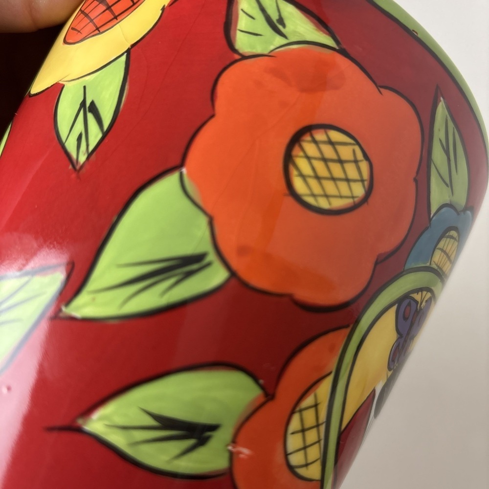 Catzilla Pedestal Pitcher By Candace Reiter Colorful Artsy Flowers Cat Design - Picture 11 of 14